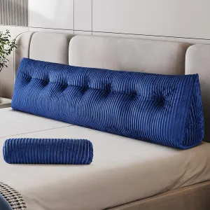 Z-hom King Size Pillow Headboard with 2 Roll Pillow, Triangular Wedge Headboard Pillow, Large Reading Pillow Bed Reading Pillow for Bed Sitting Up Sleeping, Backrest Pillow for Back Pain Relief, Blue