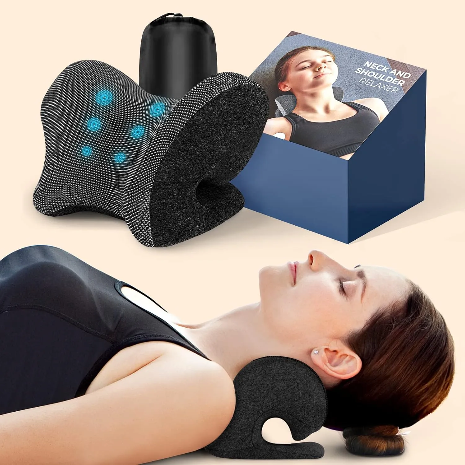 ZAMAT Neck and Shoulder Relaxer with Magnetic Therapy Pillowcase, Neck Stretcher Chiropractic Pillows for Pain Relief, Cervical Traction Device for Relieve TMJ Headache Muscle Tension Spine Alignment