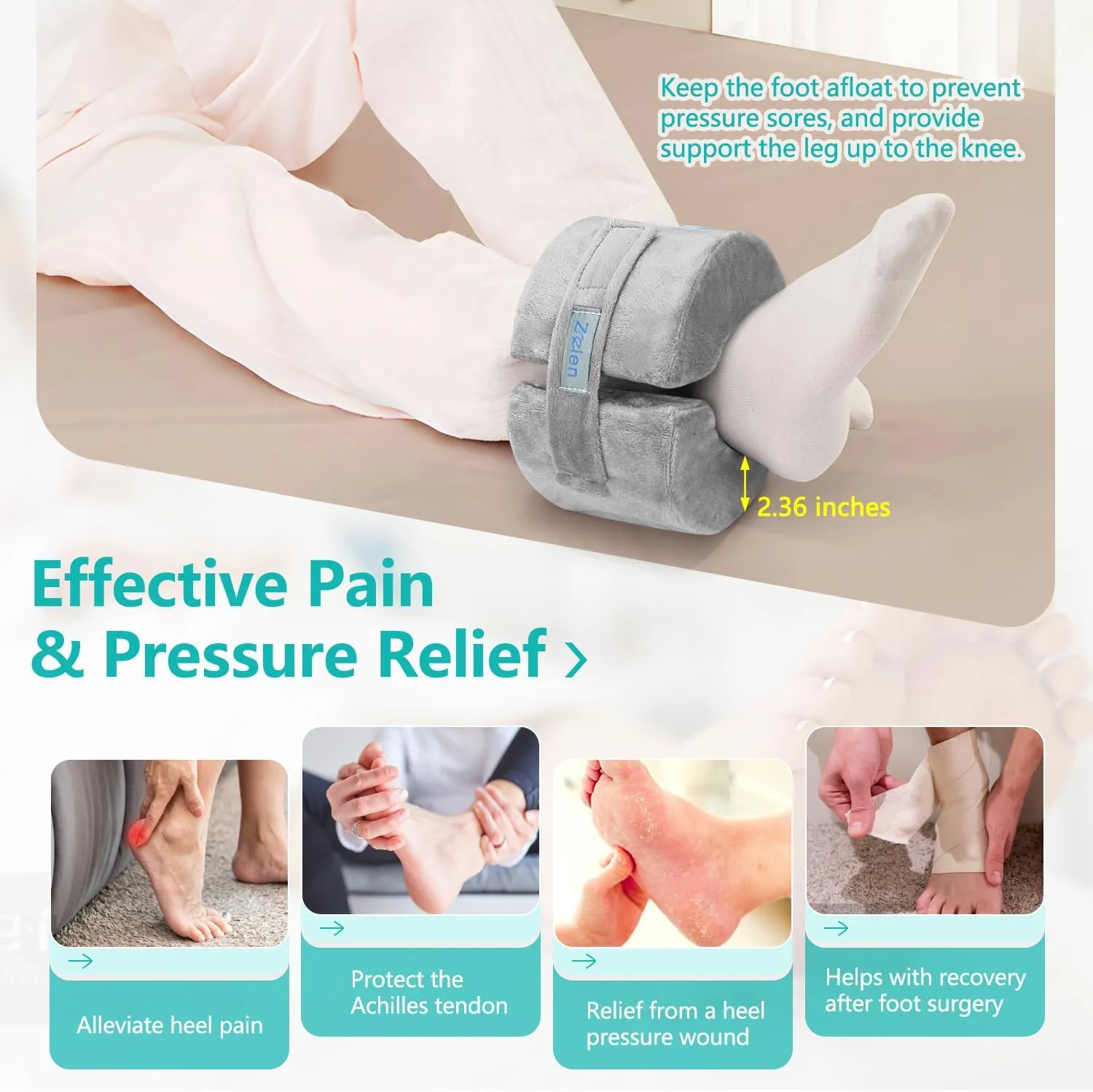 Zelen Foot Elevation Pillow Ankle Heel Elevator Wedge Foot Support Pillow Medical Ankle Cushion for Bed Sore Pressure Ulcer Sleeping Feet Leg Rest Elevated Support Foam Surgery Recovery (Small, 1PCS)