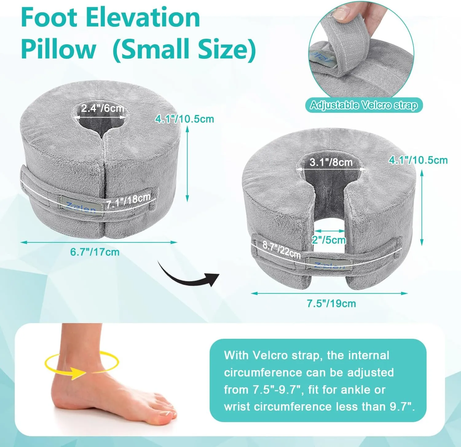 Zelen Foot Elevation Pillow Ankle Heel Elevator Wedge Foot Support Pillow Medical Ankle Cushion for Bed Sore Pressure Ulcer Sleeping Feet Leg Rest Elevated Support Foam Surgery Recovery (Small, 1PCS)