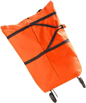 Zerodeko 1pc Grocery Bag Folding Shopping Cart Foldable Shopping Cart Grocery Bag with Wheels Orange